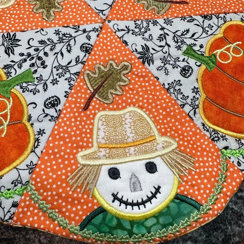 Handmade quilted fall tabletop decoration